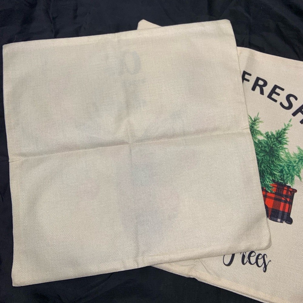 Festive Christmas Holiday Print Burlap Matching Set Pillow Case Set for Home - Picture 7 of 8